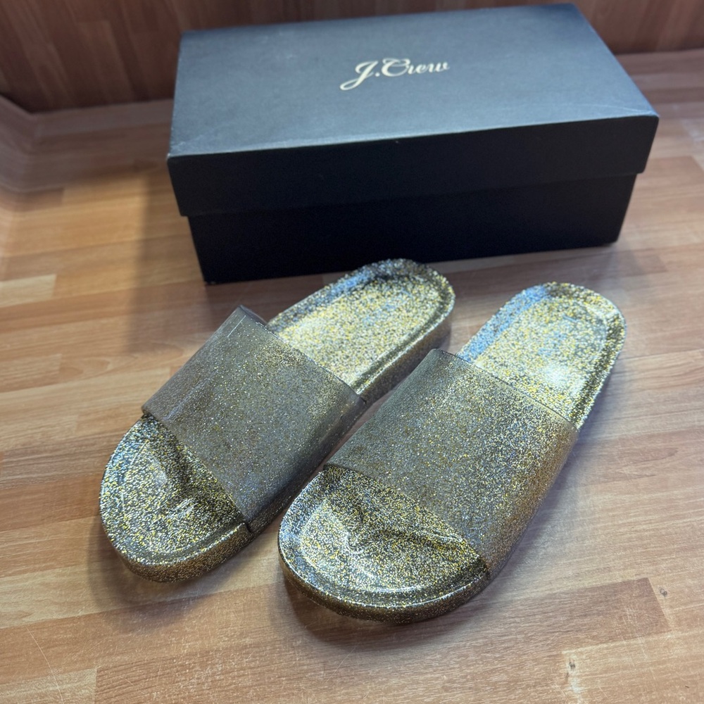 J.Crew poolside sandals in glitter size 9 jellies plastic slides